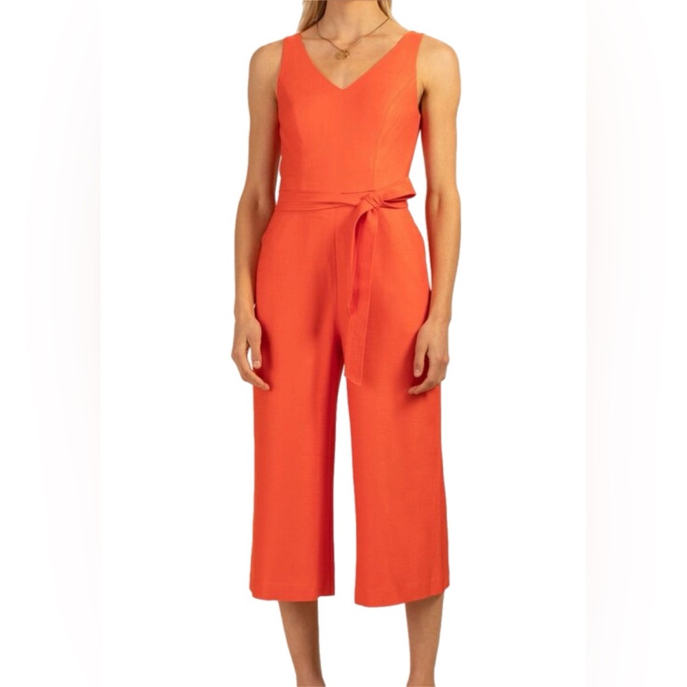 NWT Trina Turk Orange Palmetto Sleeveless Twill Jumpsuit Size 2 MSRP $398 - Picture 3 of 9